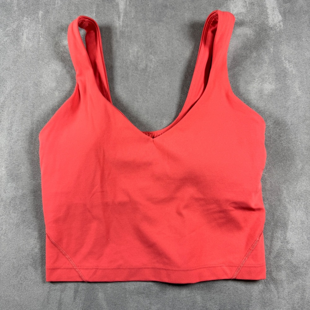 Lululemon Align Tank Top Size 2 Coral Orange Pink Nulu Yoga Crop Bra